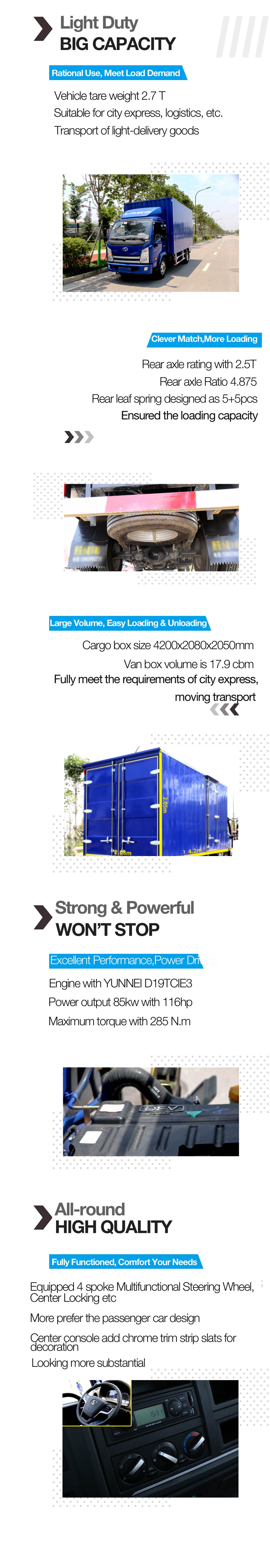 YUEJIN X100 Truck Chassis Features