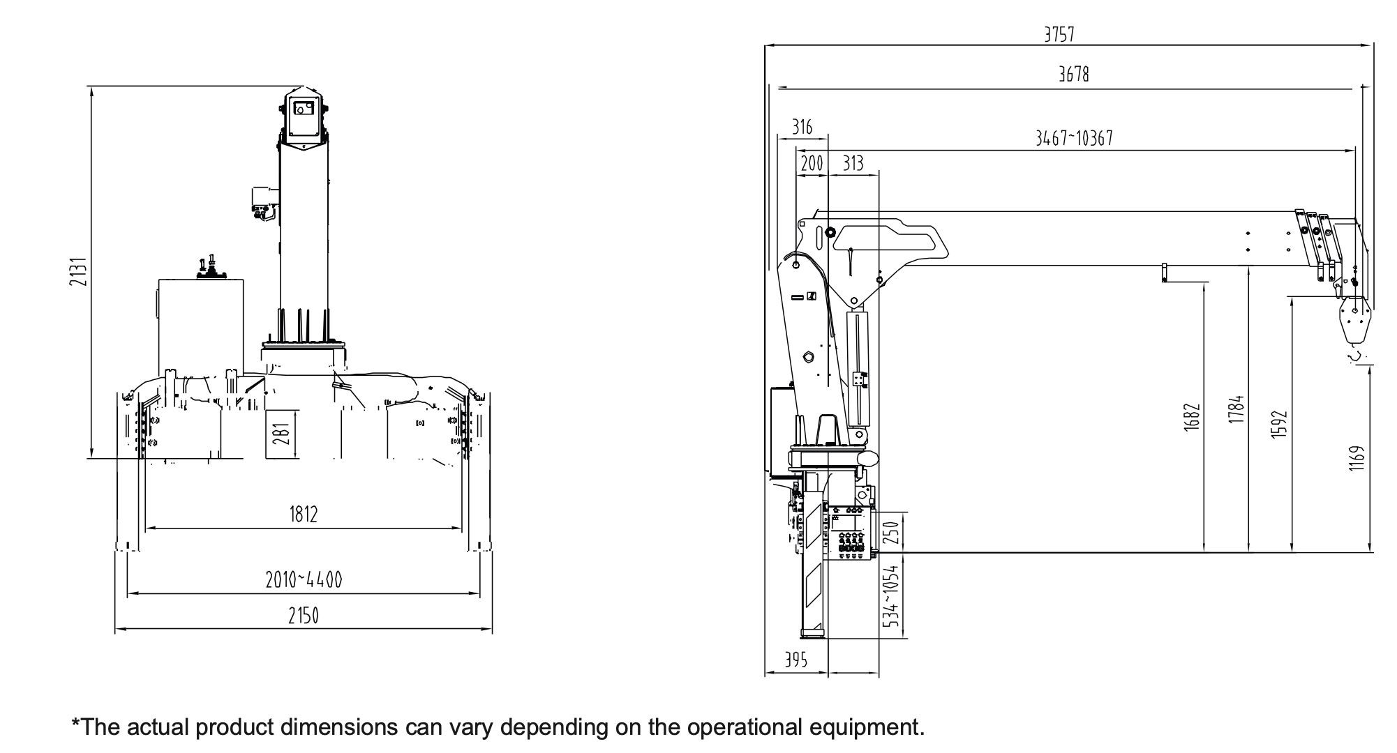 Lifting Capacity 3200kg Truck with Stiff Boom Crane Dimension